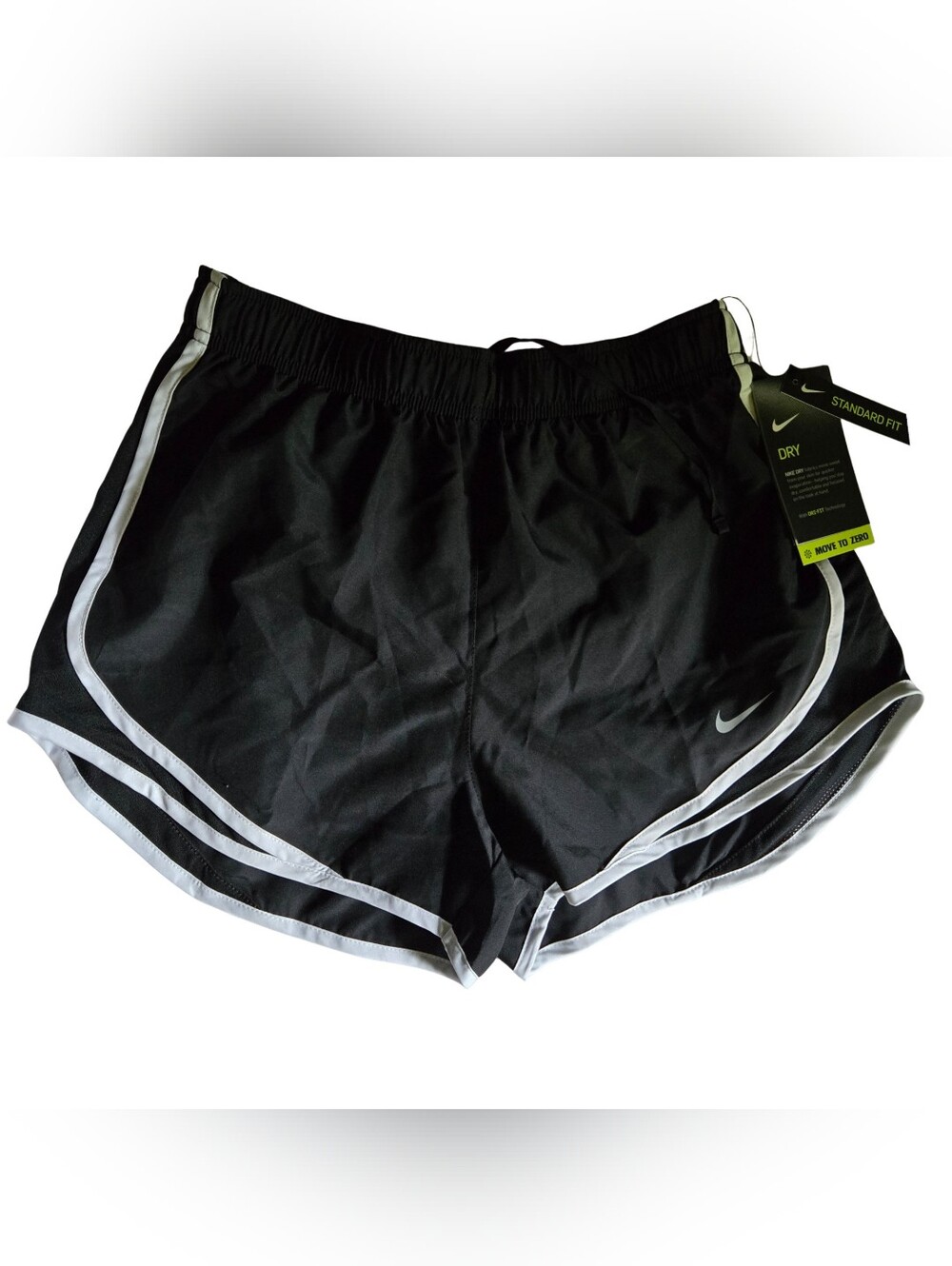 Nike Women's Athletic Black Dri- Fit Running Shorts with White Piping Small